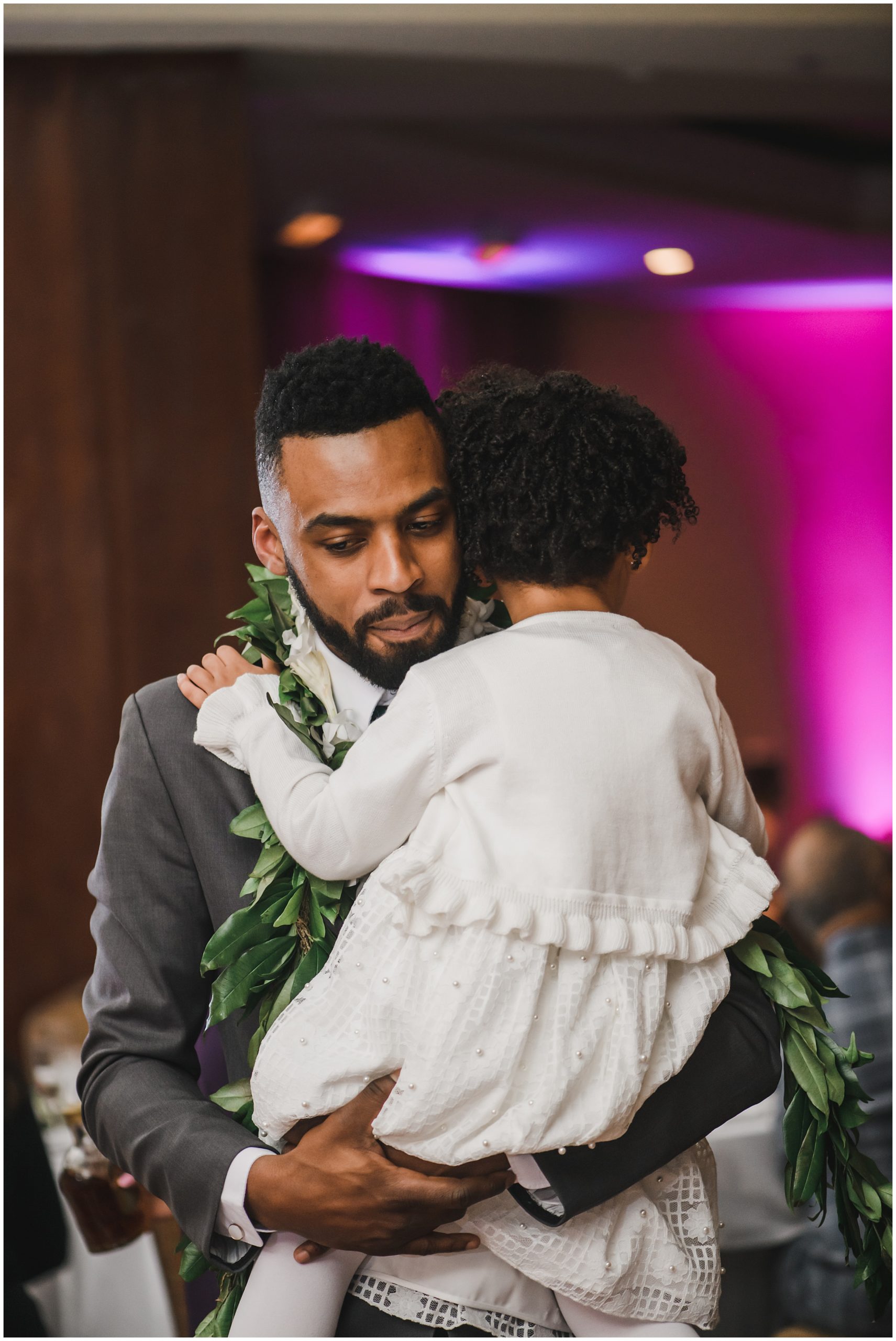 groom dancing with his daughter at his wedding reception at Orlando Airport Marriott Lakeside