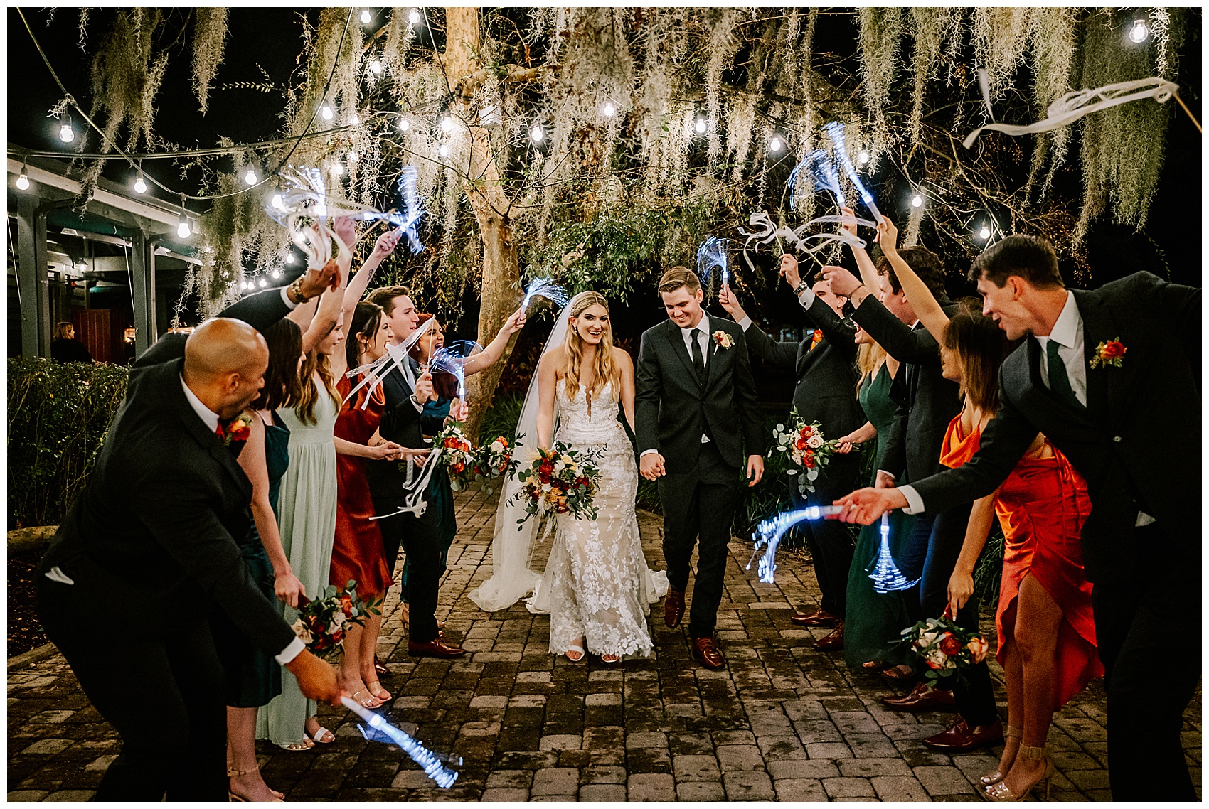 bride and groom ribbon exit at Historic Dubsdread Ballroom wedding