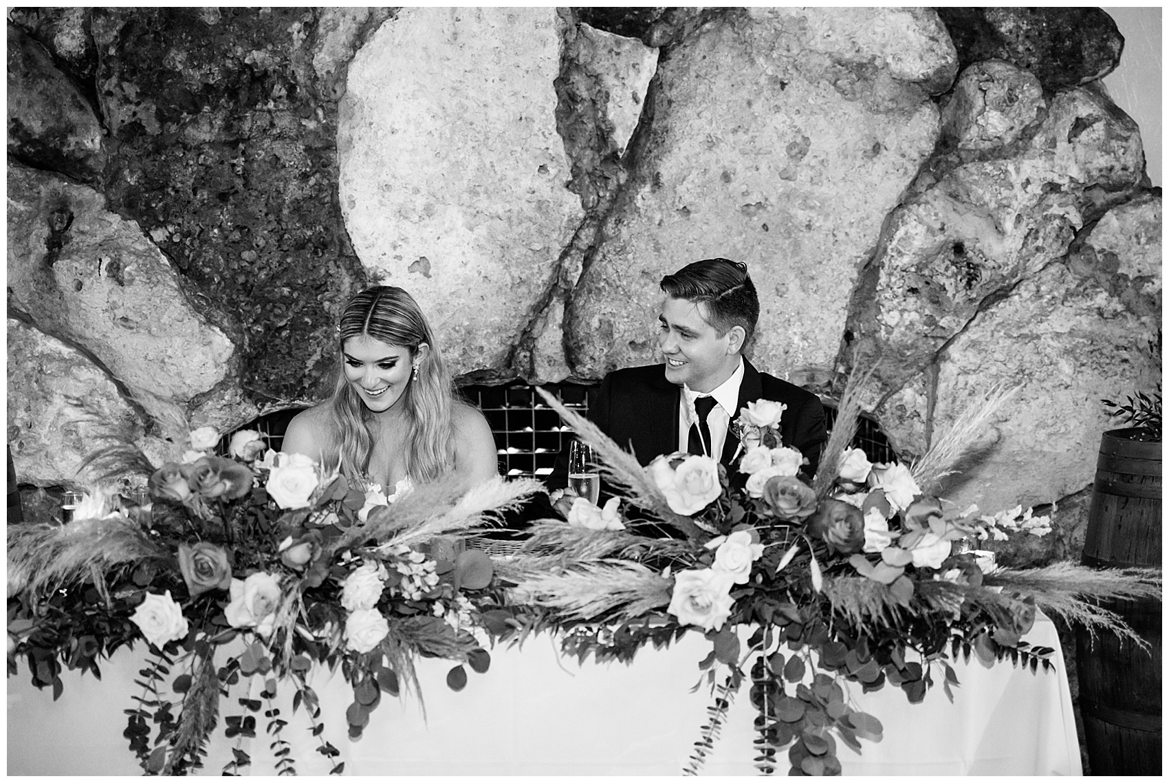 bride and groom listening to toasts at Historic Dubsdread Ballroom wedding