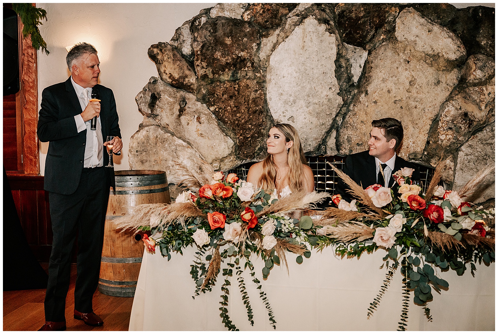 Father of the groom toasts the couple at Historic Dubsdread Ballroom wedding