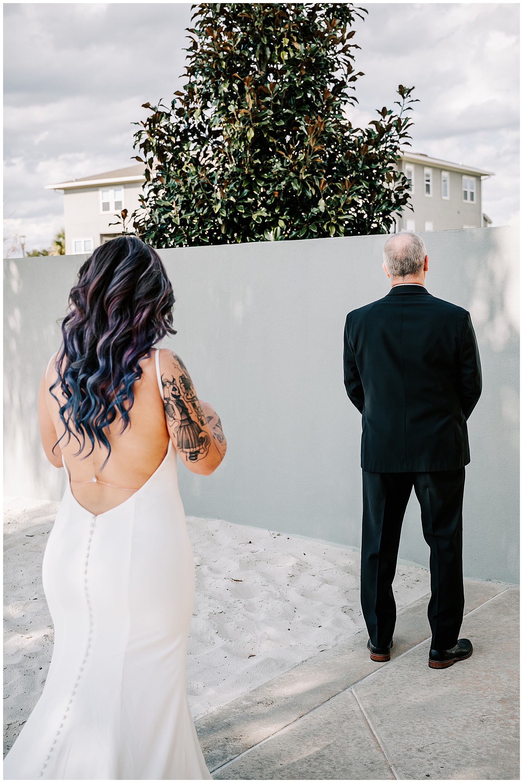 father daughter first look at Canvas Lake Nona Wedding