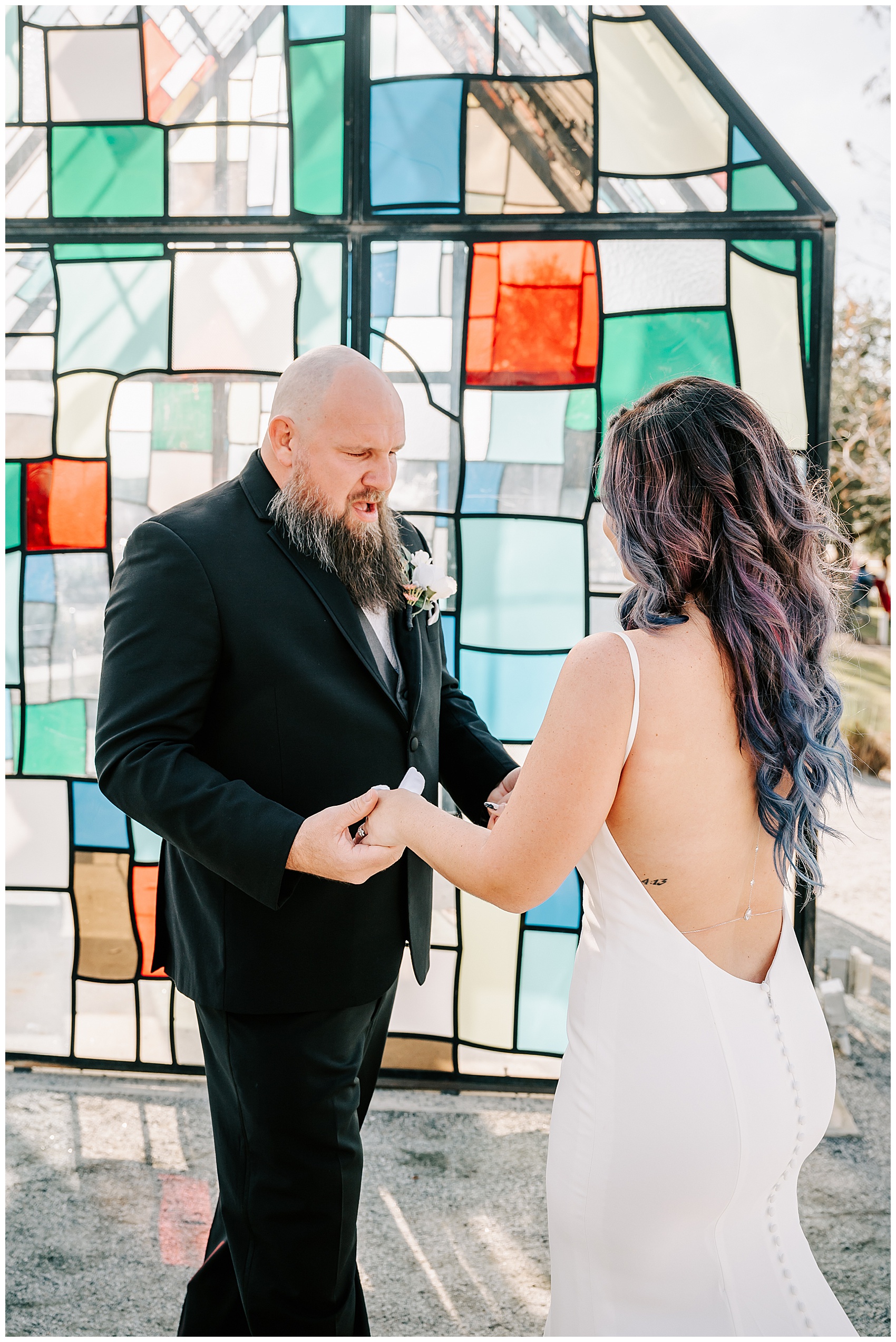 first look with groom at Canvas Lake Nona Wedding