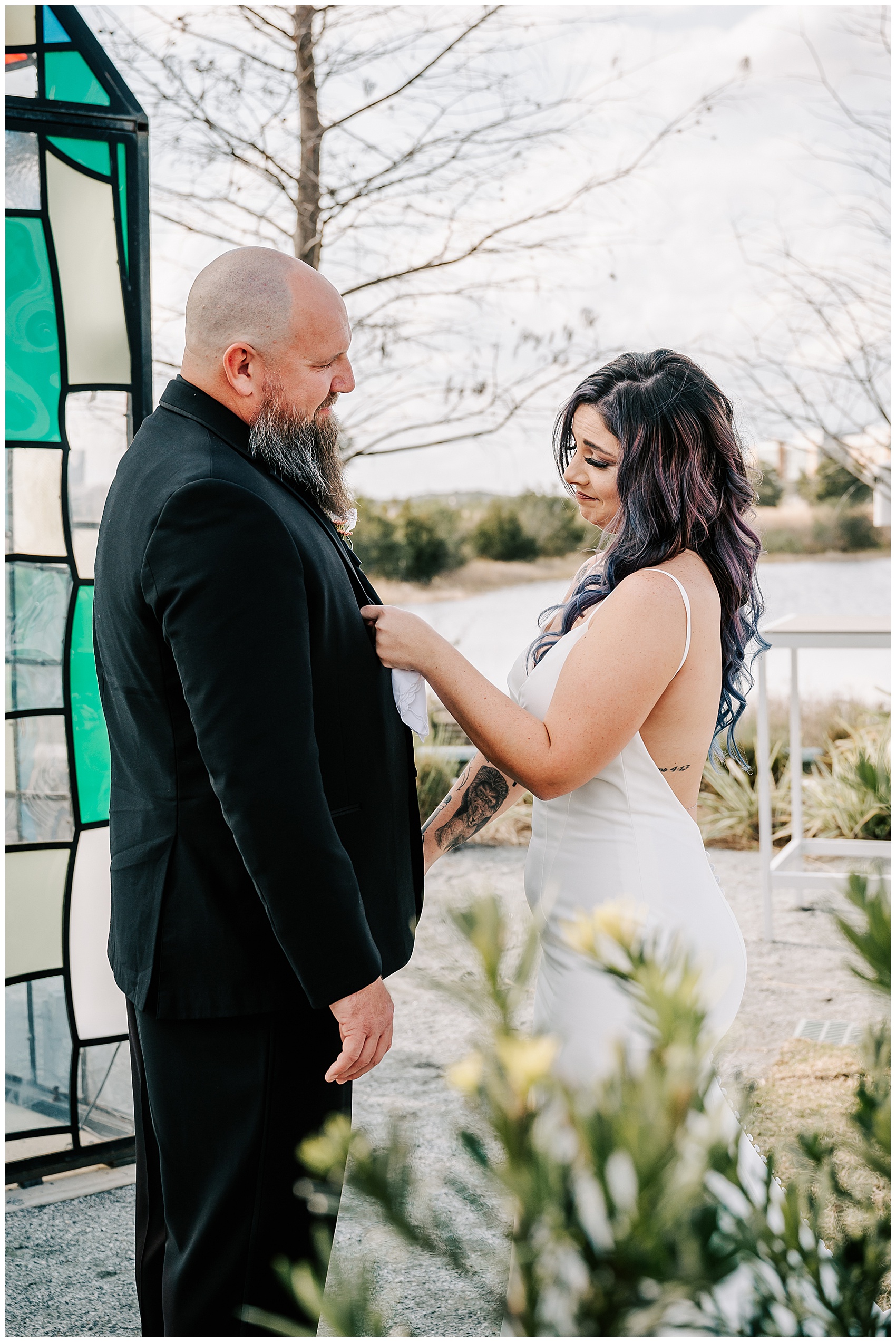 bride admires groom at Canvas Lake Nona Wedding