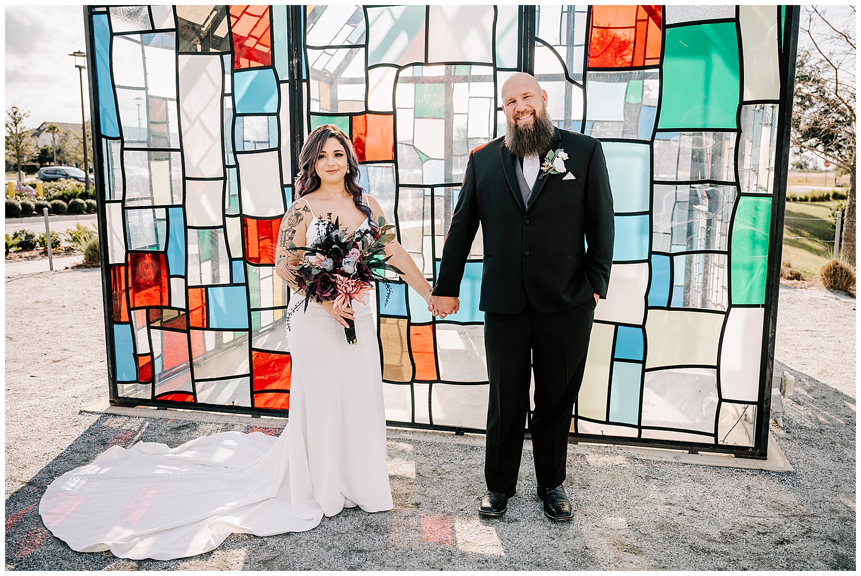 bride and groom holding hands at Canvas Lake Nona Wedding